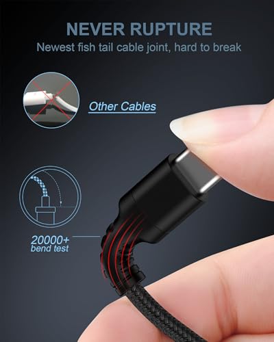 6 FT Samsung Fast Charging Cable (5 Pack) – Universal USB C to C Cord for i Phone 16 Series & Galaxy S25 Ultra – Durable Nylon Braided Design for Quick and Reliable Charging in Car and Home – Enhanced Compatibility with Pro, Max Models & More