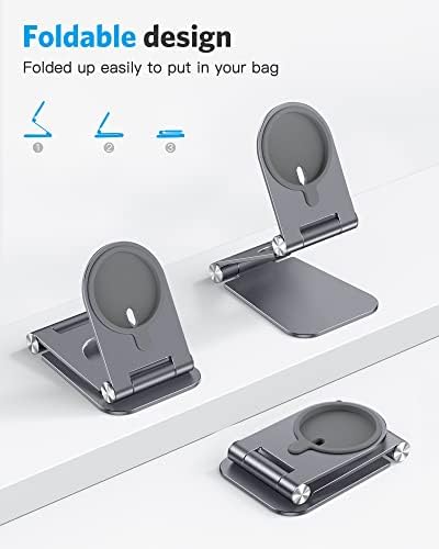 Stand for MagSafe Charger, OMOTON Foldable Phone Stand Holder for MagSafe Accessories， Compatible with iPhone 15/14/13/12 Pro Max/Pro/Mini, Charger for MagSafe Not Included, Black – Enhanced Compatibility and Speed