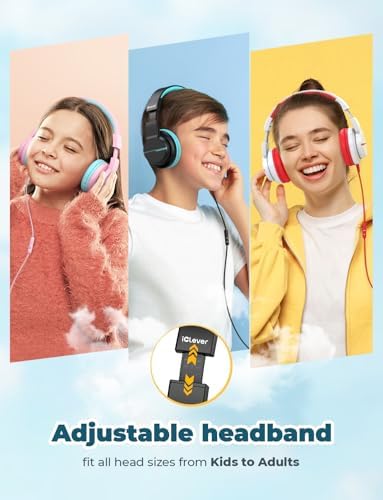 i Clever Kids Headphones: Safe 85 d B Volume-Limited Over-Ear Stereo Sound for Children – Foldable, Lightweight, and Compatible with i Pads and Computers for Easy Travel and Learning