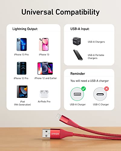 Anker 551 USB-A to Lightning Cable (3 ft) – Ultra-Fast Charging i Phone Charger, MFi Certified for i Phone 13/12/11/X/8 Series, Durable Nylon Build for Home and Car Use, Superior Compatibility and Reliability