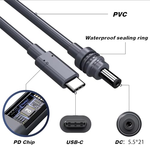 Starlink Mini USB C to DC Power Cable – 100 W Waterproof Charging Solution for PD Sources & Power Banks, 16.4 FT Portable Length for Travel, Camping & RV Adventures – Enhanced Durability & Versatile Connectivity