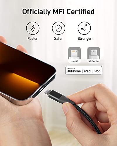 Anker 551 USB-A to Lightning Cable (3 ft) – Ultra-Fast Charging i Phone Charger, MFi Certified for i Phone 13/12/11/X/8 Series, Durable Nylon Build for Home and Car Use, Superior Compatibility and Reliability