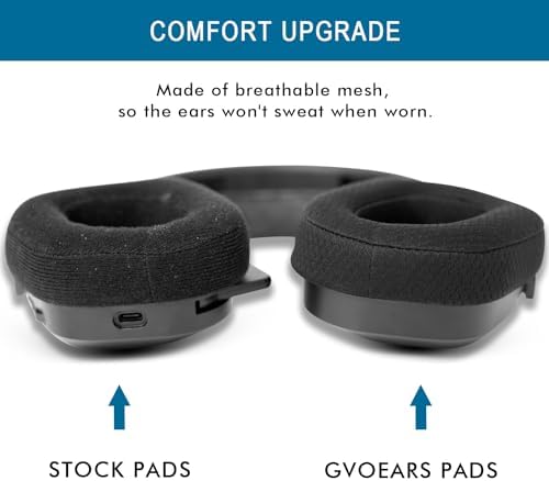 Ultimate Comfort Upgrade for Corsair HS80 RGB Gaming Headsets – Replacement Ear Pads with High-Density Noise-Canceling Foam and Breathable Mesh for Enhanced Sound Isolation and Long-Lasting Gaming Enjoyment