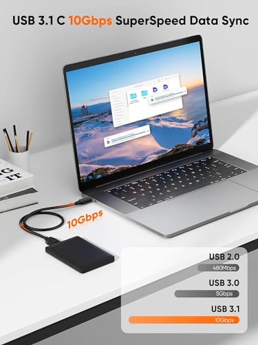 High-Speed 1 FT USB C to Micro B Cable – 10 Gbps Data Transfer for i Phone 15, Seagate & WD External Hard Drives – Durable Braided Design for Enhanced Connectivity & Reliability – Perfect Length for Travel & Desk Use – USB 3.1 Type C Compatible