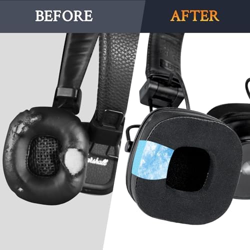 Upgrade Your Marshall Major I/II/III/IV/V Headphones with SOULWIT Cooling Gel Ear Pads – Premium Noise Isolation Cushions for Ultimate Comfort and Enhanced Sound Quality in Sleek Black Gold Design