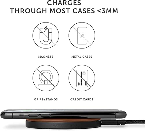 Luxury Italian Leather Wireless Charger – Native Union High-Speed Qi Certified Pad for i Phone 12/11 Series – Elegant Tan Charging Station with Enhanced Compatibility and Style – Perfect for Home or Office Use