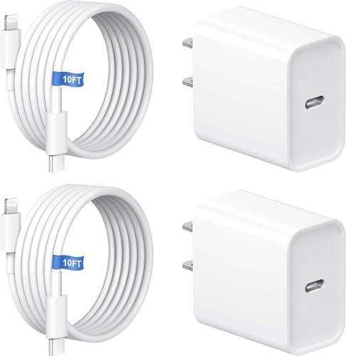 Power Up Your Devices: Premium Dual 20 W USB-C Wall Chargers with 10 FT Lightning Cable for i Phone & i Pad – Rapid Charging Solution for i Phone 14/13/12/11 Pro/Pro Max/XS/XR/SE/8 – Perfect for Home and On-the-Go Efficiency