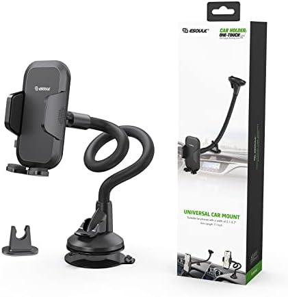 Esoulk Secure Grip 360° Rotating Car Phone Holder with Strong Suction Cup & Adjustable Long Arm – Universal Compatibility for i Phone, Samsung, Android & GPS – Enhanced Safety & Convenience for Drivers
