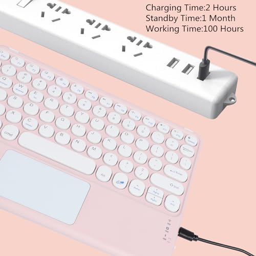 Portable Wireless Bluetooth Keyboard with Touchpad – 10-Inch Rechargeable Slim Design for i Pad Pro, Air, Mini & More | Stylish Purple Finish for Enhanced Productivity on i OS, Android & Windows Devices