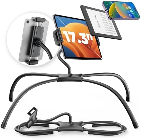 SAIJI Adjustable Tablet Stand Holder – Versatile and Portable Dock for 4.7″-17.3″ Devices, Perfect for Desk, Bed & Gaming – Enhanced Stability, Customizable Viewing Angles, Sleek Black Design for Ultimate Comfort and Productivity