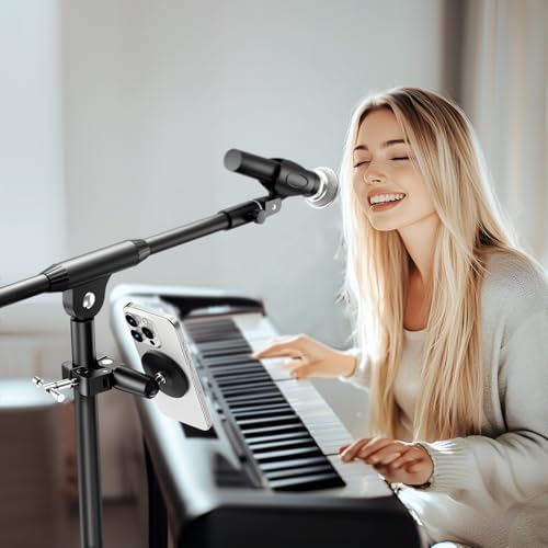 elitehood 360 Swivel Tilt Phone Holder and Mount, Adjustable for Music Boom Mic and All iPhone, Android Cell Phone – Enhanced Compatibility and Speed