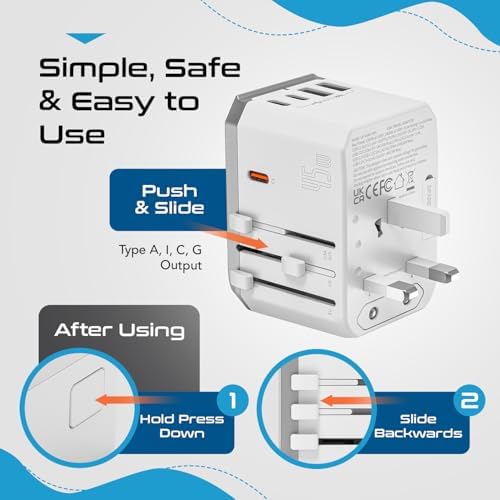 Compact Travel Power Adapter Set for Brazil, Peru & Chile – 20 W Dual USB & USB-C Charger with 2 USA Sockets – Fast Charging with Type C & N Attachments – Portable Plug Converter for Global Travelers – Stay Connected Anywhere