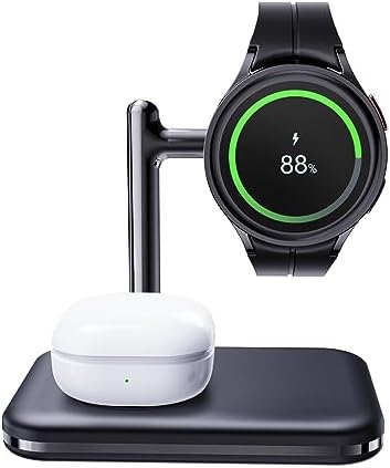 Versatile 2-in-1 Samsung Charger Stand for Galaxy Watch & Earbuds – Compact Foldable Dock with Rapid Charging for Galaxy Watch 7/6 Classic/5/5 Pro/4/3 & Galaxy Buds 2/2 Pro/Live – Ultimate Convenience for Multi-Device Users