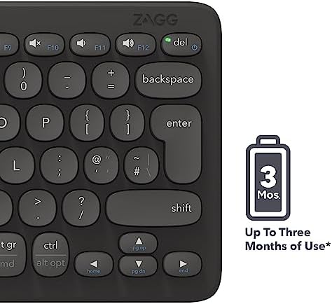 Transform Your Typing Experience with the ZAGG Pro Keyboard 12 – Compact Wireless Charging Multi-Device Keyboard for Windows, mac OS, Android & More – Ergonomically Designed for Comfort & Productivity – Effortless Device Switching for Modern Multitaskers