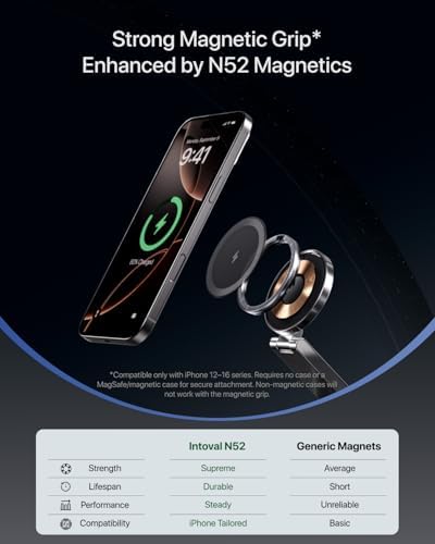 Intoval 3-in-1 Foldable Wireless Charging Station – Qi2 Certified 15 W Fast Charger for i Phone 16/15/14/13/12, Apple Watch & Air Pods, Magnetic Stand with 30 W Adapter – Ultimate Convenience & Portability for Modern Lifestyles