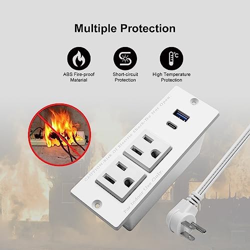 Recessed USB C Power Station for Fast Charging: 2 Outlets & 2 USB Ports (PD20 W & QC18 W) – Space-Saving Desktop Power Strip with Flat Plug for Easy Mounting on Desks, Sofas, Cabinets, and Nightstands (Sleek Black Finish) – Optimal Power Supply Solution for Home & Office Use