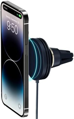 i Ottie Velox Universal Magnetic Air Vent Phone Mount – Enhanced Mag Safe Compatibility for i Phone 12-16 & Android Devices with Included Adapter – Secure Silicone Grip for Hands-Free Navigation and Easy Access