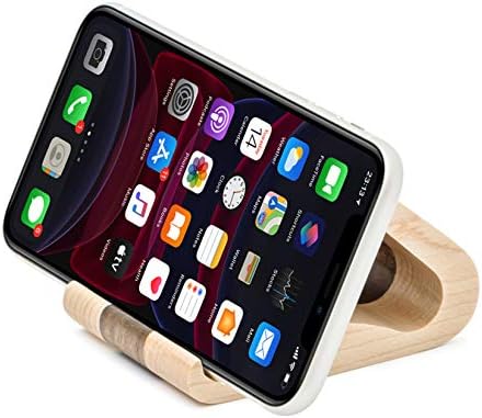 Wooden Cell Phone Stand, Stands for iPhone Universal Compatible with iPhone 15 14 Pro Max 13 12 Plus 11 se, Samsung S23 22, Moto G, LG Smartphone Holder for Desk Office (Maple and Walnut) – Enhanced Compatibility and Speed