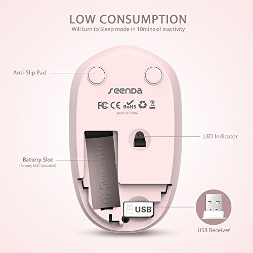 Light Blue Wireless Mouse – Ultra-Quiet 2.4 GHz Noiseless Computer Mouse with USB Receiver for Seamless Windows Experience – Portable, Ergonomic Design for Home, Office, or Travel