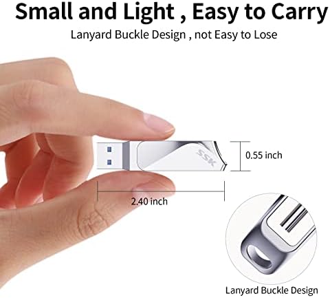 SSK 256 GB USB C Flash Drive – Versatile 2-in-1 OTG Memory Stick for Android, Mac, and Laptops – High-Speed USB 3.2 with Up to 200 MB/s Transfer Rate – Compact and Durable Thumb Drive for Effortless File Sharing and Storage