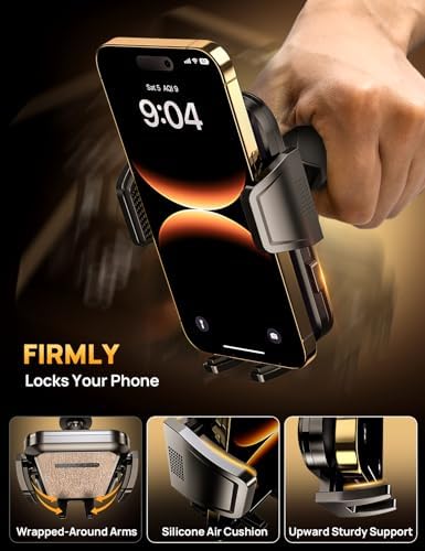 Universal CD Slot Car Phone Mount by GUANDA TECHNOLOGIES – Premium Adjustable Anti-Slip Holder for i Phone & Android Devices with Versatile Air Vent Clip for Safe Navigation and Enhanced Accessibility