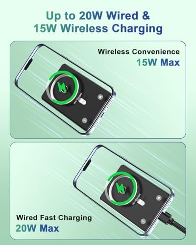 Ultra-Slim Magnetic Wireless Power Bank 10000 m Ah – 20 W PD Fast Charging for i Phone 16/15/14/13/12 & Samsung Devices – Effortless Magnetic Alignment for On-the-Go Power Solutions – Universal USB-C Compatibility for All Your Charging Needs