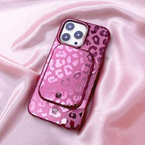 Stylish Hot Pink Leopard VELVET CAVIAR Magnetic Power Bank – Mag Safe Compatible Slim Charger for i Phone 12, 13, 14, 15 – Fast 5000 m Ah Portable Battery Pack with USB-C for Effortless Charging on the Go
