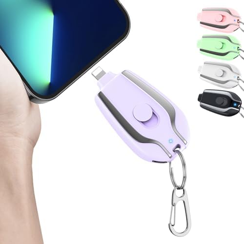 Compact Keychain Portable Charger – 2200 m Ah Emergency Power Bank for i Phone 14/13/12/11/XS/XR/8/7/6 Series – Ultra-Lightweight Fast Charging Battery Pack with Pass-Through Function and Multi-Protection Features – Ideal for On-the-Go Power Backup – White