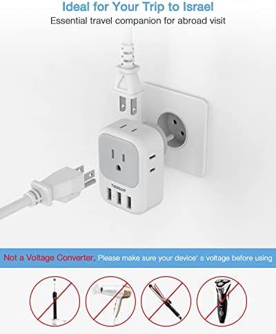 TESSAN Universal European Travel Power Adapter – 3 High-Speed USB Ports (2 USB-C) & 4 AC Outlets for Seamless Device Charging Across France, Germany, Spain, Greece & More – Compact Multi-Port Solution for Global Travelers – Ultimate Type E/F Plug Converter for Efficient Connectivity