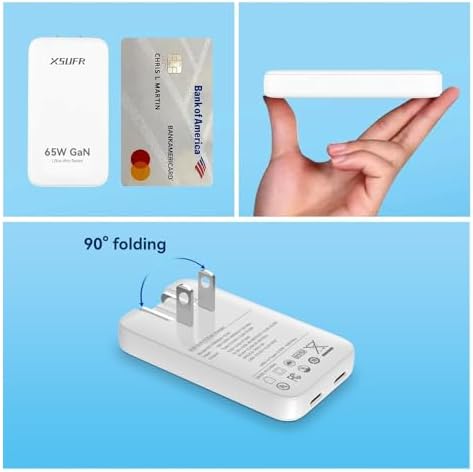 Sleek 65 W Ga N USB-C Wall Charger – Dual Fast Charging Ports for Laptops, Tablets & Phones – Travel-Friendly Compact Design with PPS for Optimal Charging Speed – Versatile Black Finish for On-the-Go Efficiency