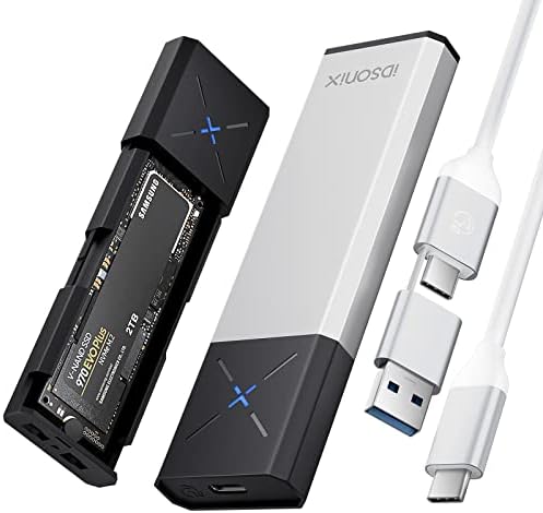 i Dsonix High-Speed M.2 NVMe Enclosure Adapter with Heavy-Duty Protector – 10 Gbps USB C SSD Converter for M.2 PCIe & AHCI SATA – Ultimate Portable Storage Solution with Enhanced Durability and Rapid Data Transfer Efficiency