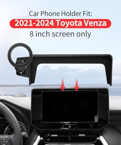 Toyota Venza 2021-2024 Custom Car Phone Holder – 360° Rotating Mount with Fixed Clip for 12.3-Inch Screen – Mag Safe Compatible & Air Vent Safe Design – Hands-Free Convenience for Enhanced Driving Experience – Durable, Tool-Free Installation