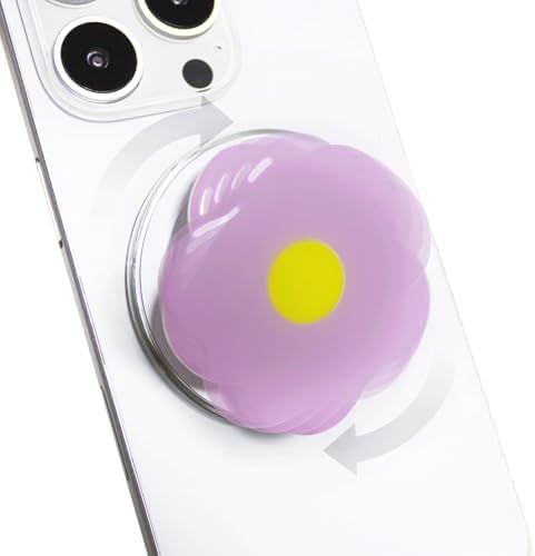 Coral Floral Daisy Phone Grip & Fidget Spinner – Mag Safe Compatible Lightweight Accessory for Enhanced Stability, Stress Relief, and Effortless One-Handed Use – Stylish and Durable Magnetic Stand for i Phone Users