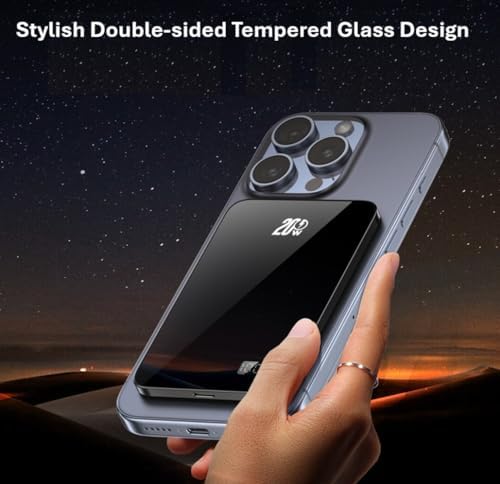 Ultra Slim 0.3″ Mag Safe Power Bank – 5000 m Ah Lightning-Fast Charger for i Phone 12-16, Apple Watch & Air Pods – Magnetic Connectivity for Effortless Recharging on the Go