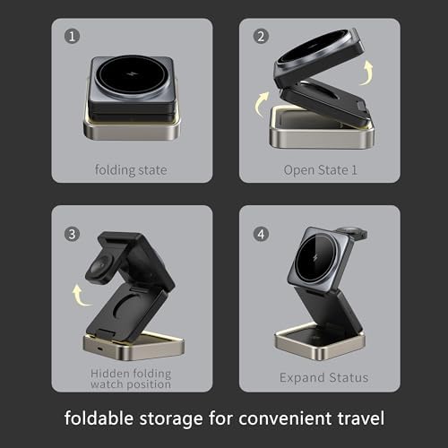 Ultimate 3-in-1 Magnetic Wireless Charging Hub for i Phone 16/15/14/13/12, Apple Watch & Air Pods Pro/3/2 – Space-Saving Foldable Design with Fast Charging Technology, Enhanced Safety Features, and Universal Compatibility for On-the-Go Convenience