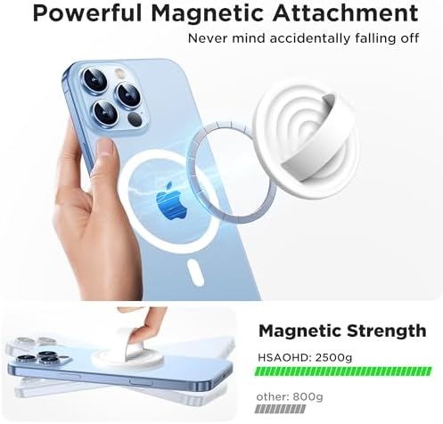 Upgraded Magnetic Phone Grip for i Phone: Premium Silicone Loop Holder with Mag Safe Compatibility – Ergonomic 360-Degree Stand, Non-Slip Design in Sleek Black for Enhanced Comfort and Secure Handling on i Phone 16/15/14/13/12 Pro Max/Plus