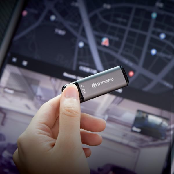 Transcend 512 GB JF920 USB Flash Drive – Ultra-Fast 420 MB/s Transfer Speeds, Durable Aluminum Design for Car Audio, Smart TVs & Gaming Consoles, High-Performance Data Storage Solution – Gray TS512 GJF920 – Your Perfect Companion for Seamless File Management and Safe Sentry Mode Backup