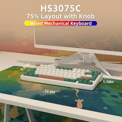 Elevate Your Gaming and Typing with the 75% Wired Hot Swappable Mechanical Keyboard – Customizable RGB Backlighting, Ergonomic Design, and Metal Volume Knob for Ultimate Control (Peach Linear Switch) – Perfect for Gamers and Professionals Alike!