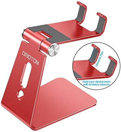 OMOTON Adjustable Cell Phone Stand, C2 Aluminum Desktop Phone Holder Dock Compatible with iPhone 15 14 13 Xs XR 8 Plus 7 6, Samsung Galaxy, Google Pixel, Android Phones – Enhanced Compatibility and Speed