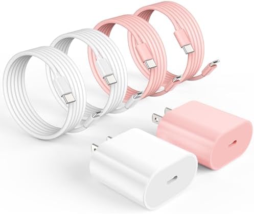 20 W USB-C Fast Charger for i Pad Pro & i Phone 15 – Ultimate Charging Kit with 6.6 ft Cable, 4 Cords & 2 Blocks – Rapid Power Delivery for i Pad 10 th Gen & i Pad Air 4/5 – Compact Design for Effortless On-the-Go Charging & Enhanced Device Compatibility – Maximize Your Productivity with Reliable Power Performance