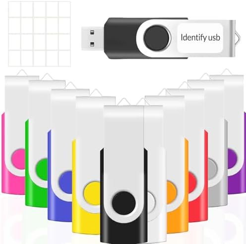 Maximize Your Storage Potential with the JBOS 10-Pack of 4 GB USB Flash Drives – Durable Swivel Design, Enhanced USB 2.0 Compatibility, Ideal for Documents & Multimedia, Sleek Black Finish with Label Sheets for Organization, Perfect for Students and Professionals