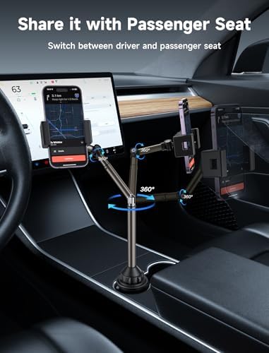 JSAUX Universal Cup Holder Mount for Foldable Phones – Adjustable Cradle Compatible with i Pad Mini, Samsung Galaxy Z Fold Series, Pixel 9 Pro, and Xiaomi Mix Fold – 360-Degree Rotation for Safe, Hands-Free Use in Cars and Trucks – Durable, Easy-Install Car Accessory for Enhanced Navigation and Streaming Experience