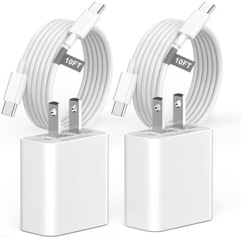 Power Up Your i Phone 16/15: 10 FT Fast Charging Cable Duo with 20 W USB-C Wall Chargers – Ultimate Connectivity for Your i Phone 16 Plus, Pro, Max, and 15 Series – Extended Reach and Rapid Charge Efficiency for On-the-Go Power Solutions
