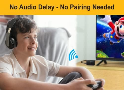 Revolutionize Your Home Audio Experience with Cutting-Edge Wireless Over-Ear Headphones – Enjoy Next-Gen Bluetooth 5.3 for Lightning-Fast Streaming, apt X Low Latency for Flawless Syncing, and a Staggering 50 Hours of Pure High-Fidelity Sound – Perfect for Movie Buffs and Audiophiles Alike – Versatile Connectivity Options Including Digital Optical TOSLINK, RCA, and AUX – Indulge in Luxurious Comfort and Exceptional Sound Isolation for a Truly Immersive Listening Adventure