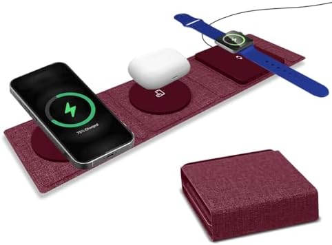 ZTAR 3-in-1 Wireless Travel Charger: Ultimate Mag Safe-Compatible Charging Pad for i Phone 16/15/14/13/12, Samsung Galaxy, Air Pods & Apple Watch – Portable Foldable Design for Effortless Travel & Rapid Multi-Device Charging