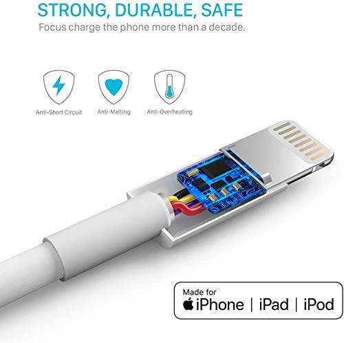Revolutionary 6.6 ft Lightning Cable for i Phone & i Pad – MFi Certified Fast Charging & Data Transfer Solution for All Apple Devices Including i Phone Xs, XR, 8, 7, 6, Plus Models & i Pad Air – Durable, Flexible & Reliable Performance for Everyday Use