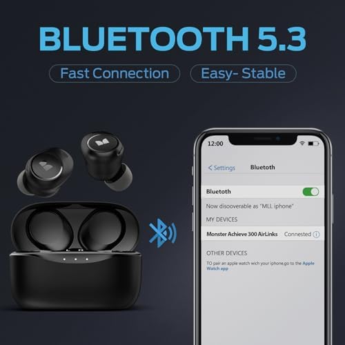 Revolutionary Monster Wireless Earbuds with Touch Control – Ultra-Lightweight Bluetooth Earphones for Music Enthusiasts and Active Individuals, IPX6 Waterproof for Sweat Resistance, Fast Charging Case for On-the-Go Power, Built-in Microphone for Effortless Hands-Free Calling – Unmatched Sound Quality and Comfort for Your Dynamic Lifestyle