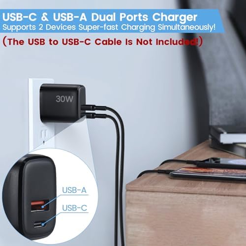 Rapid Charge PD 65 W USB-C Wall Charger for Samsung Galaxy S25 Series – Dual-Port Power Adapter with 6 ft USB-C Cable – Ultimate Speed and Compatibility for All Devices