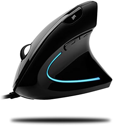Revolutionize Your Desk Setup with the Right-Handed Wired Vertical Ergonomic Optical Mouse – Illuminated 6-Button USB Design for Comfort and Precision Tracking in Black – Perfect for Professionals and Gamers Alike!
