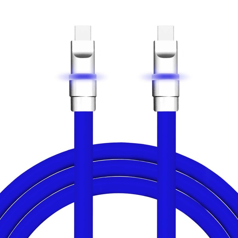chubbycable Neon Chubby – Fast Charge Cable with Smart Light RGB Color Gradual Light Up LED USB Charging Cable, Orange, Type-C to Type-C, 0.82 FT – Enhanced Compatibility and Speed
